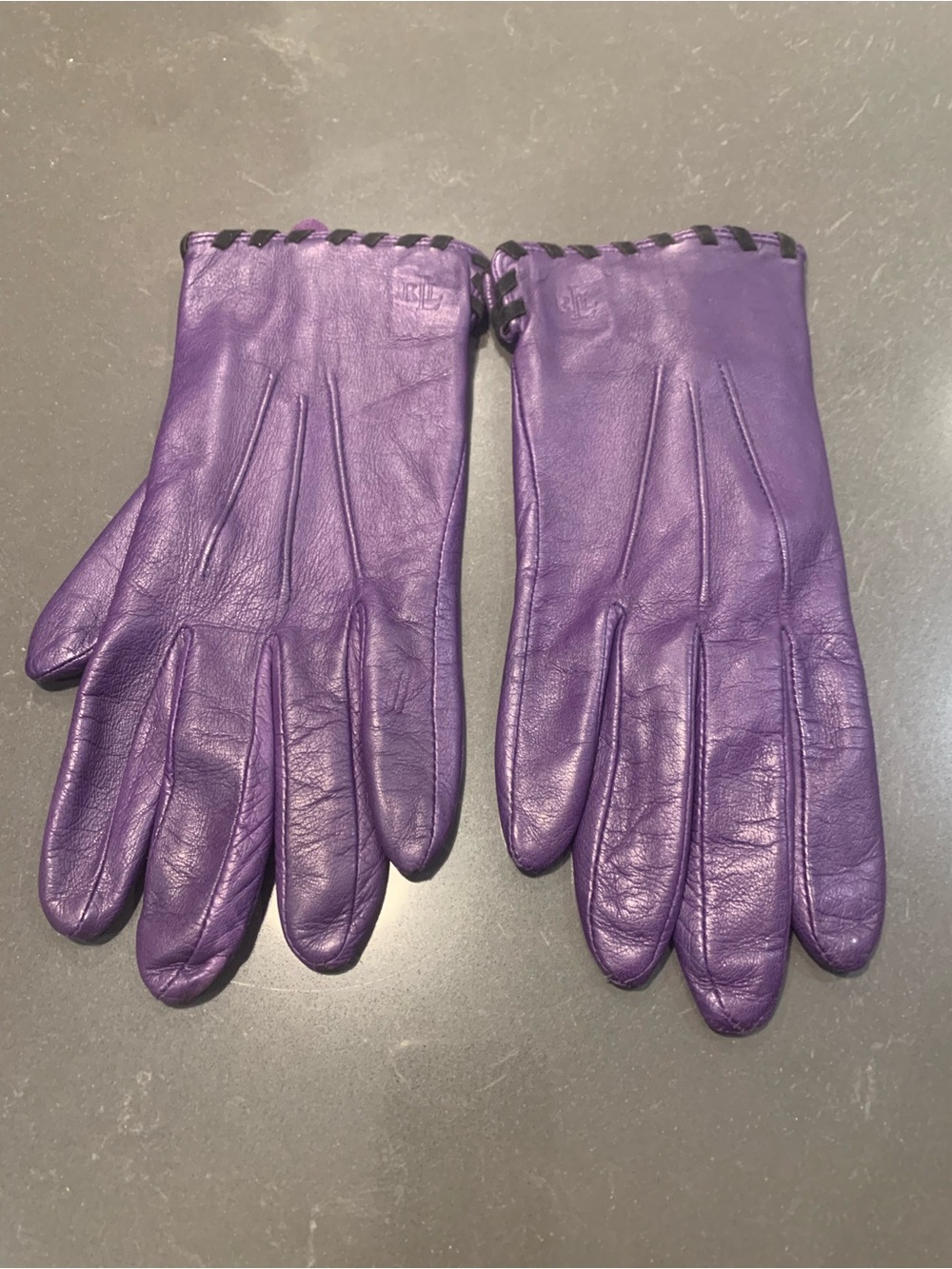 Ralph Lauren Purple Leather Gloves